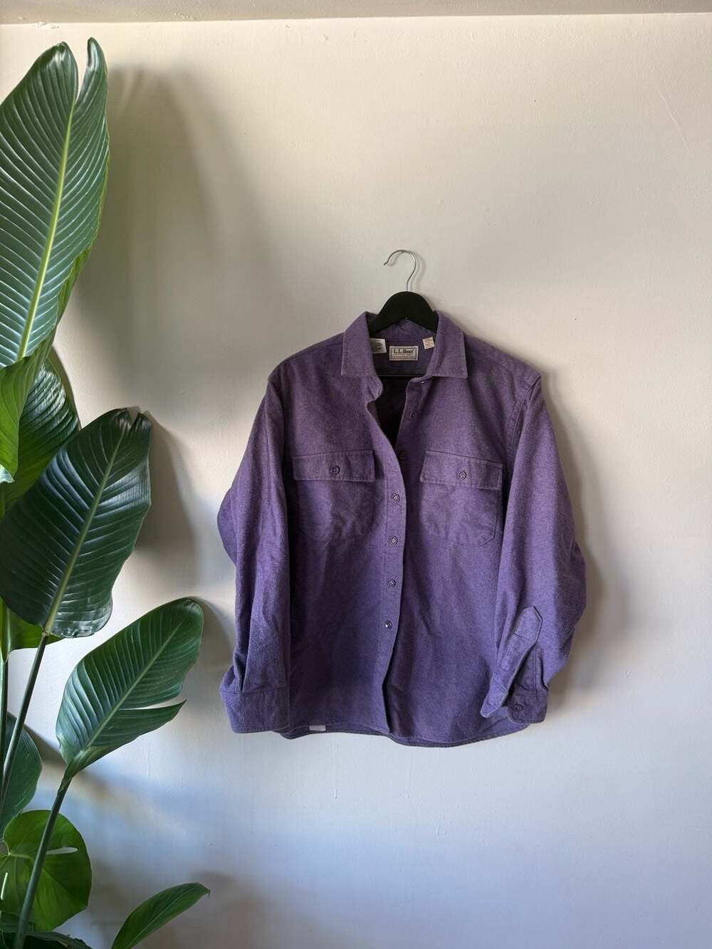 Vintage L.L. Bean Chamois Cloth Shirt Women's Size 12 Purple Heavyweight Cotton